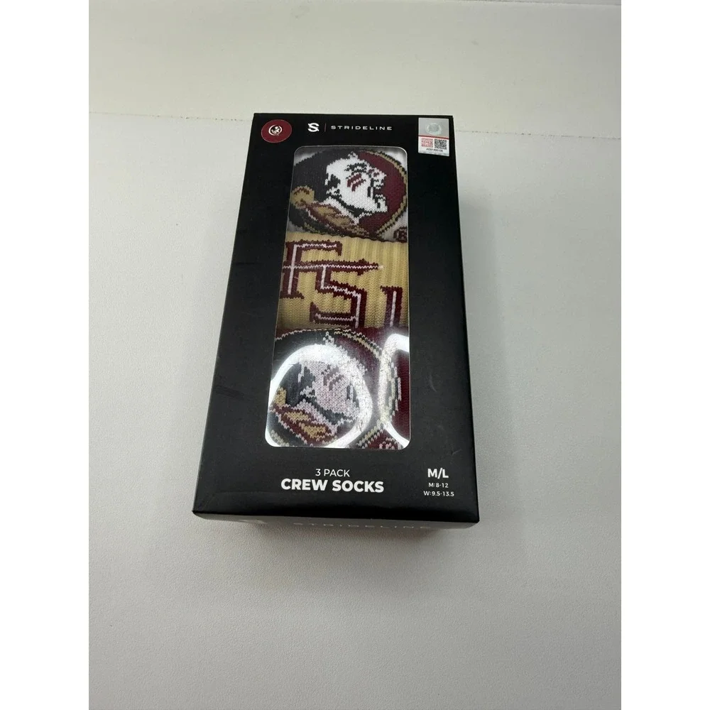 Strideline FSU Florida State University Seminoles Crew Socks 3 Pack M/L NEW